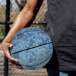 Acid Wash Denim Jeans Pattern Print Basketball