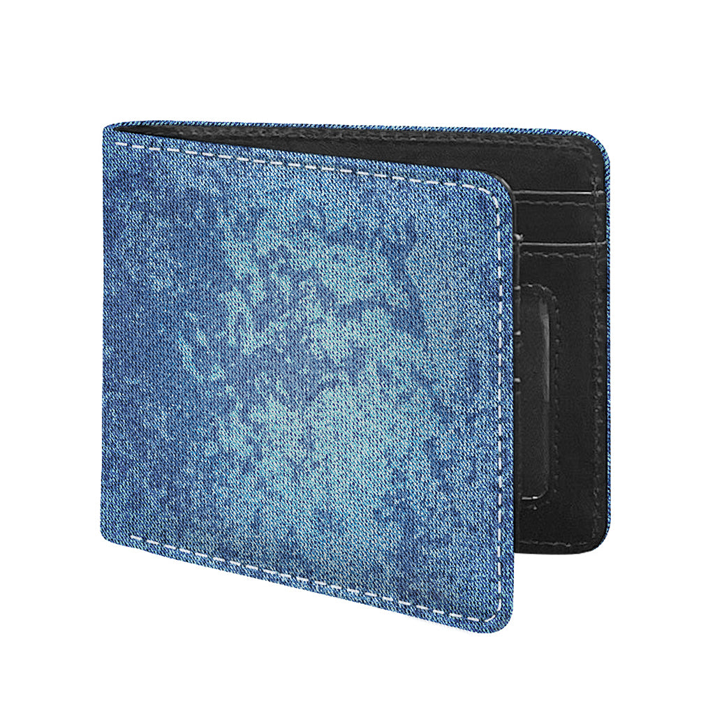 Acid Wash Denim Jeans Pattern Print Bifold Wallet