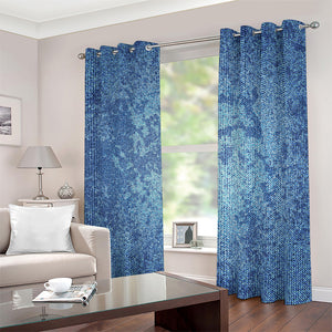 Acid Wash Denim Jeans Pattern Print Blackout Grommet Curtains