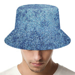 Acid Wash Denim Jeans Pattern Print Bucket Hat