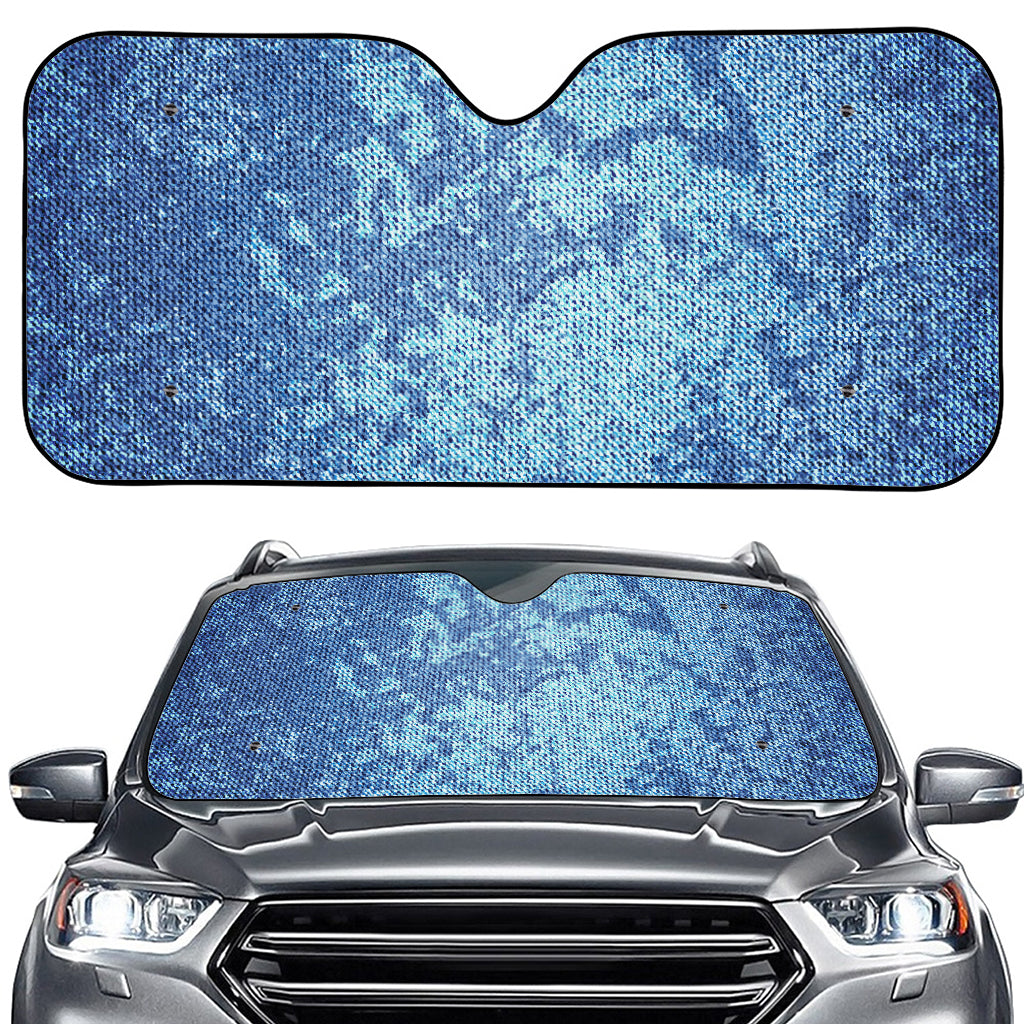 Acid Wash Denim Jeans Pattern Print Car Windshield Sun Shade