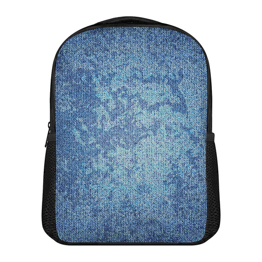 Acid Wash Denim Jeans Pattern Print Casual Backpack