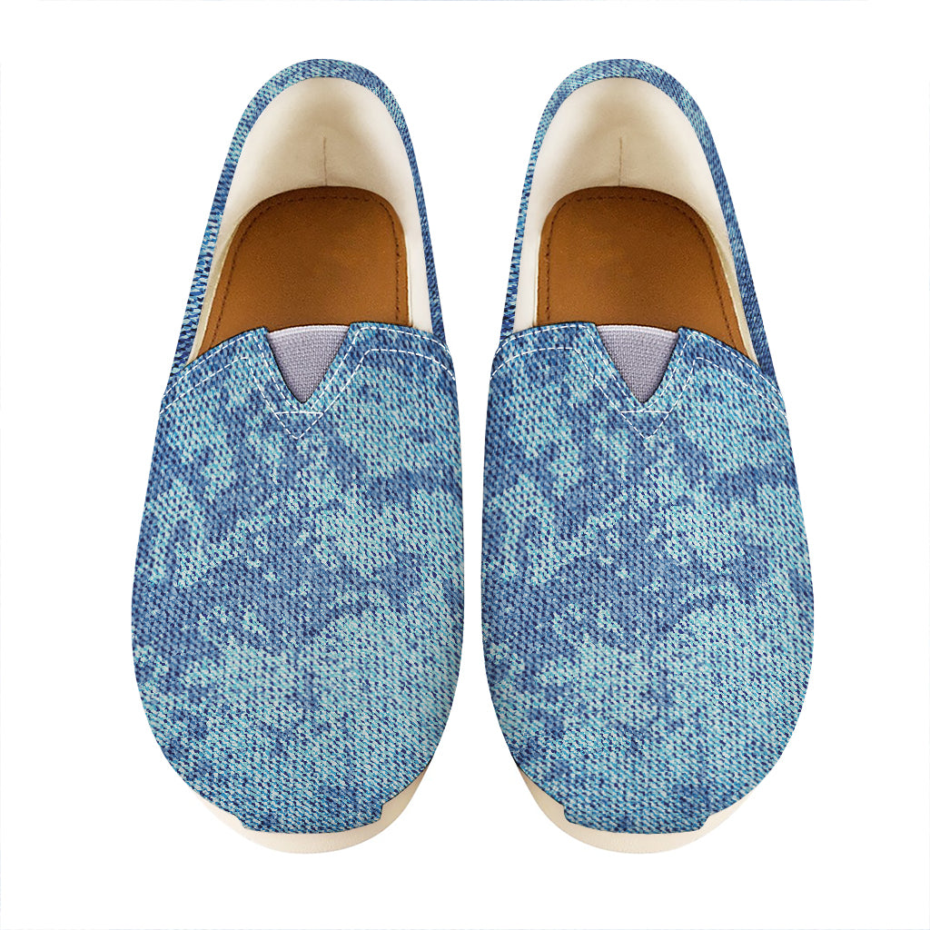 Acid Wash Denim Jeans Pattern Print Casual Shoes