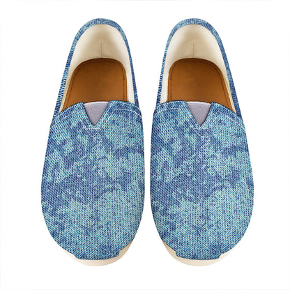 Acid Wash Denim Jeans Pattern Print Casual Shoes