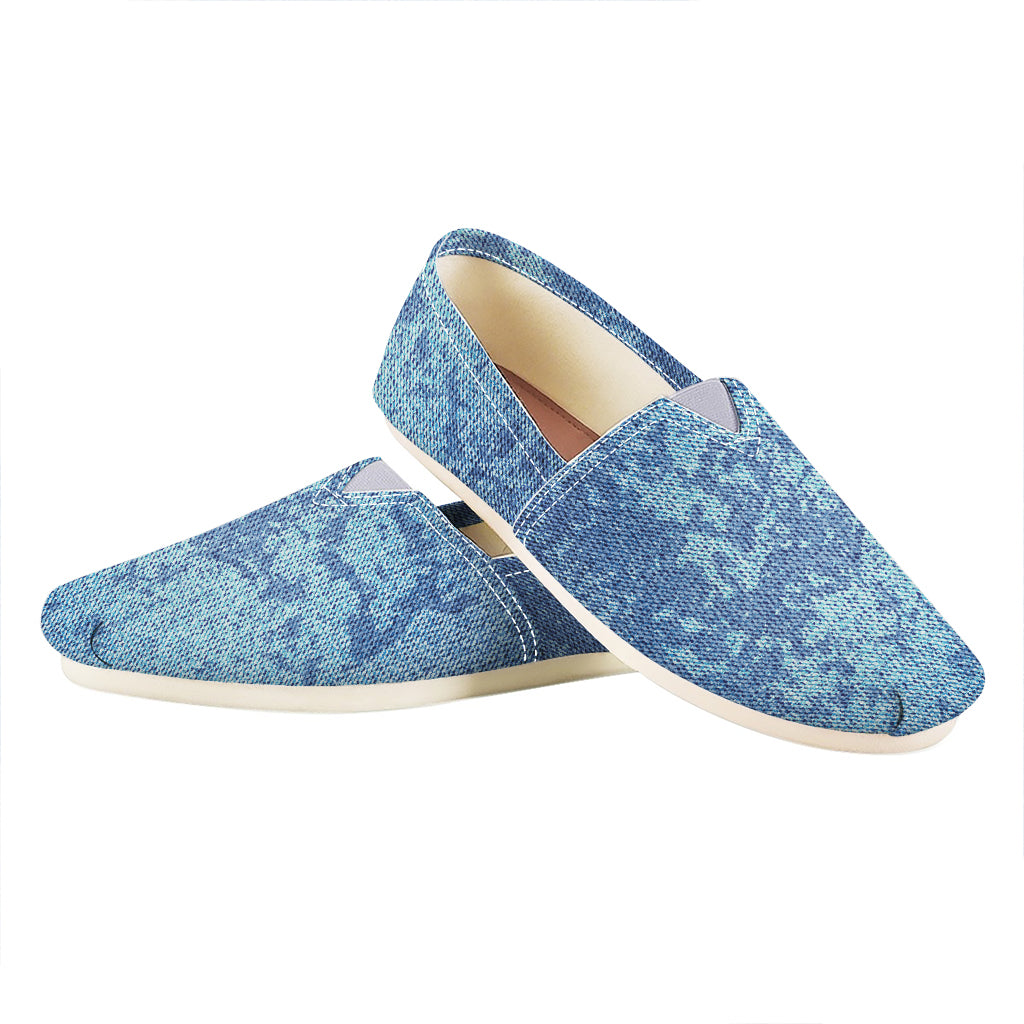 Acid Wash Denim Jeans Pattern Print Casual Shoes