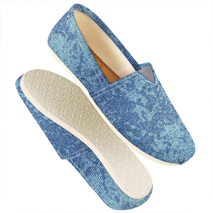 Acid Wash Denim Jeans Pattern Print Casual Shoes
