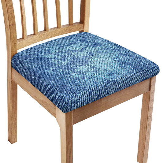 Acid Wash Denim Jeans Pattern Print Chair Cushion Cover