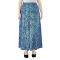 Acid Wash Denim Jeans Pattern Print Chiffon Maxi Skirt