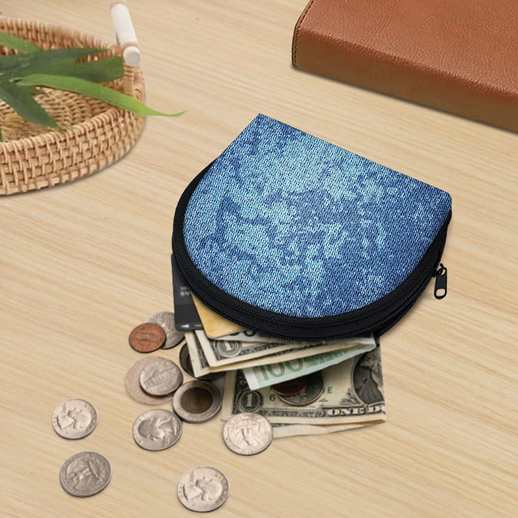 Acid Wash Denim Jeans Pattern Print Coin Purse
