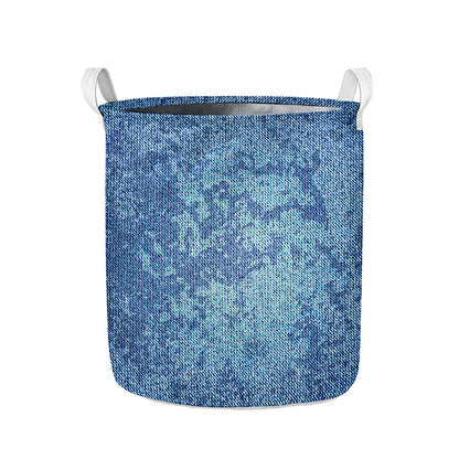 Acid Wash Denim Jeans Pattern Print Collapsible Laundry Basket