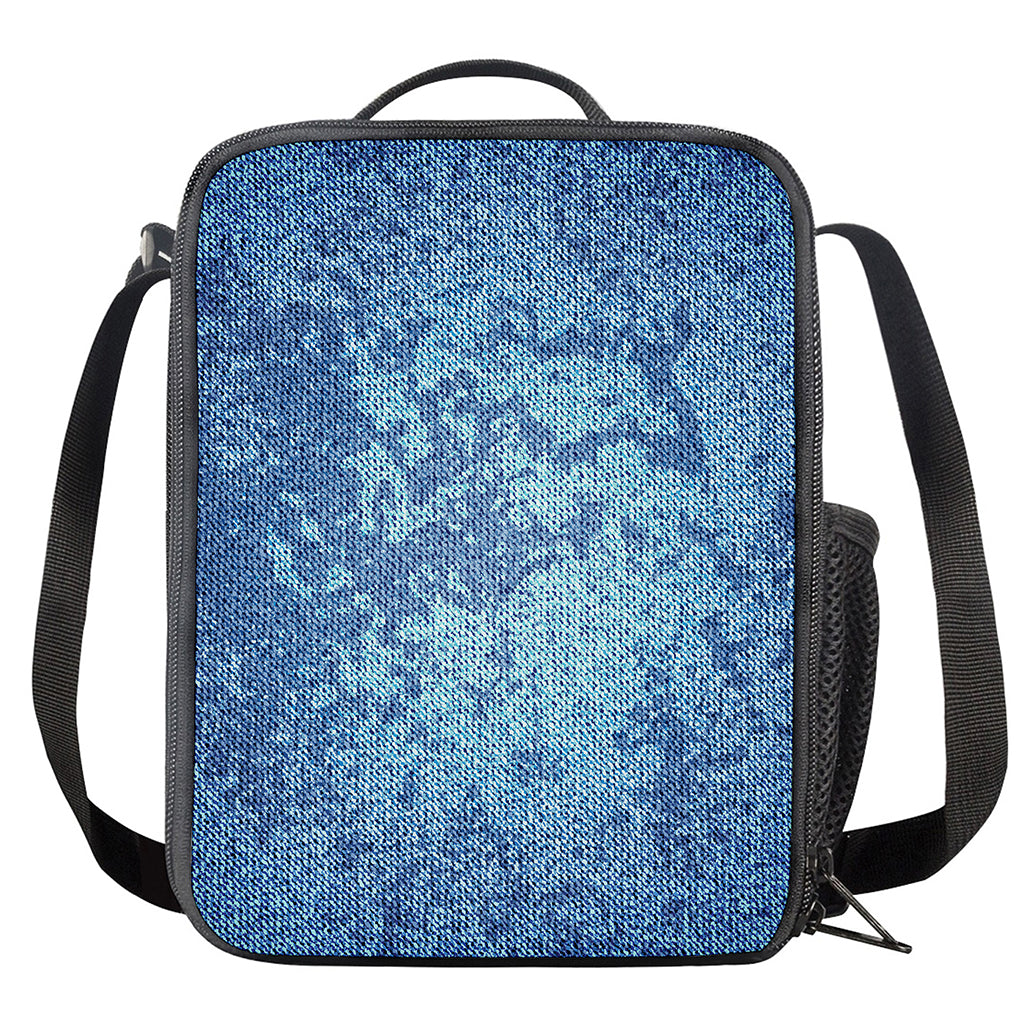 Acid Wash Denim Jeans Pattern Print Crossbody Lunch Bag