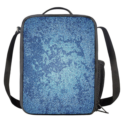 Acid Wash Denim Jeans Pattern Print Crossbody Lunch Bag