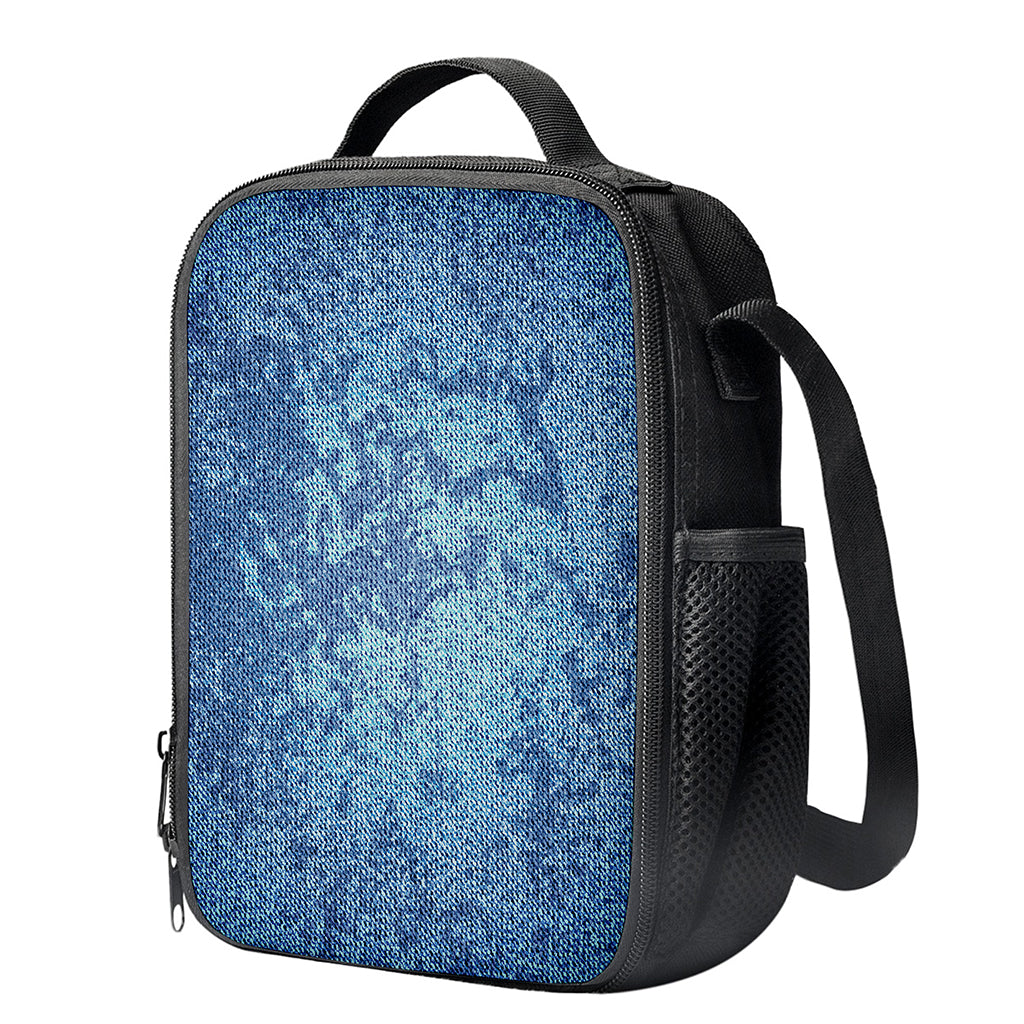 Acid Wash Denim Jeans Pattern Print Crossbody Lunch Bag