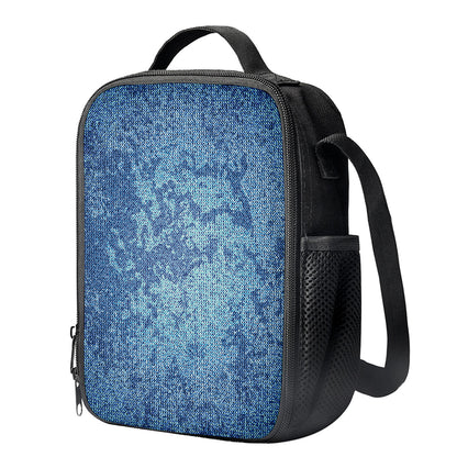 Acid Wash Denim Jeans Pattern Print Crossbody Lunch Bag