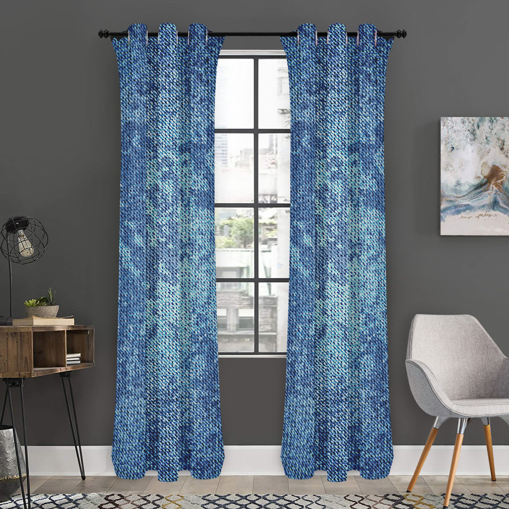 Acid Wash Denim Jeans Pattern Print Curtain