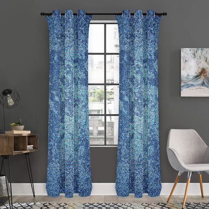 Acid Wash Denim Jeans Pattern Print Curtain