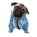 Acid Wash Denim Jeans Pattern Print Dog Zip Up Hoodie