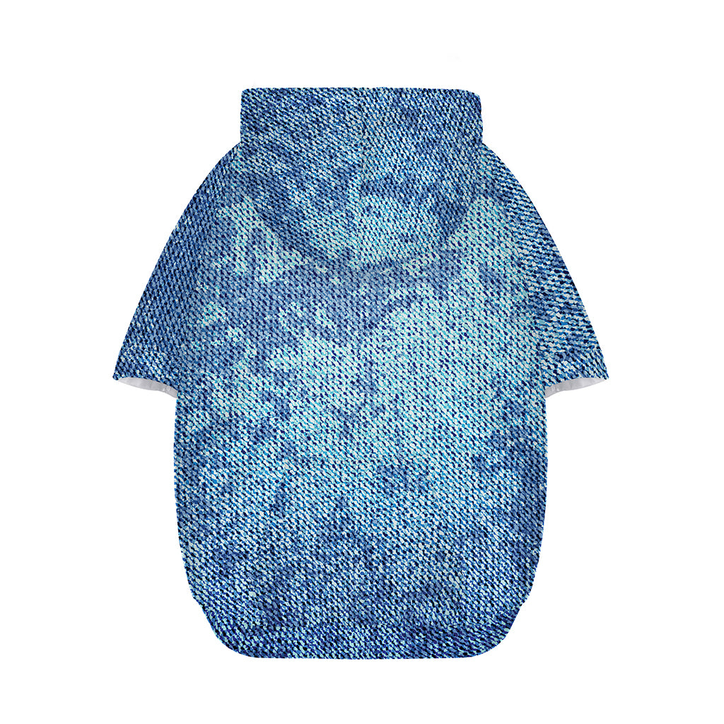 Acid Wash Denim Jeans Pattern Print Dog Zip Up Hoodie