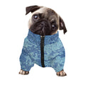 Acid Wash Denim Jeans Pattern Print Dog Zip Up Jacket