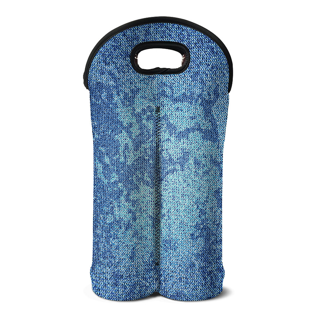 Acid Wash Denim Jeans Pattern Print Double Neoprene Wine Tote