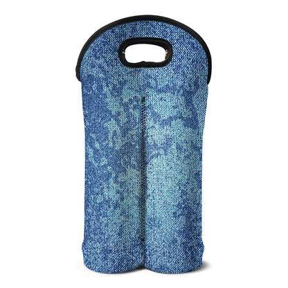 Acid Wash Denim Jeans Pattern Print Double Neoprene Wine Tote