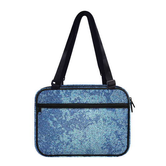 Acid Wash Denim Jeans Pattern Print Double Strap Bible Bag