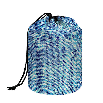 Acid Wash Denim Jeans Pattern Print Drawstring Makeup Bag