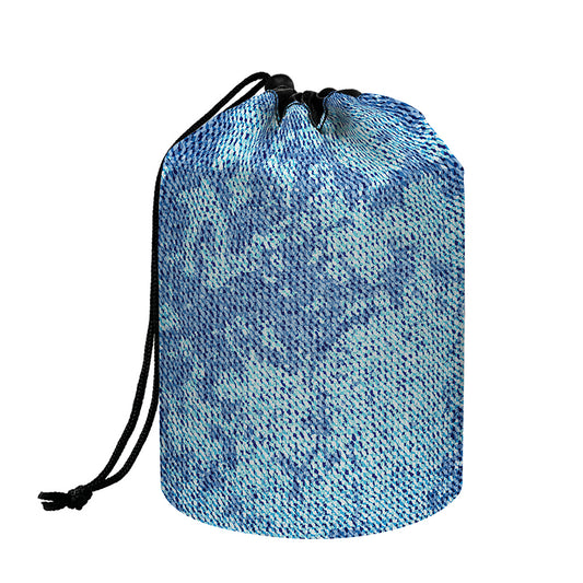Acid Wash Denim Jeans Pattern Print Drawstring Makeup Bag