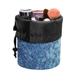Acid Wash Denim Jeans Pattern Print Drawstring Makeup Bag