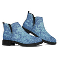 Acid Wash Denim Jeans Pattern Print Flat Ankle Boots
