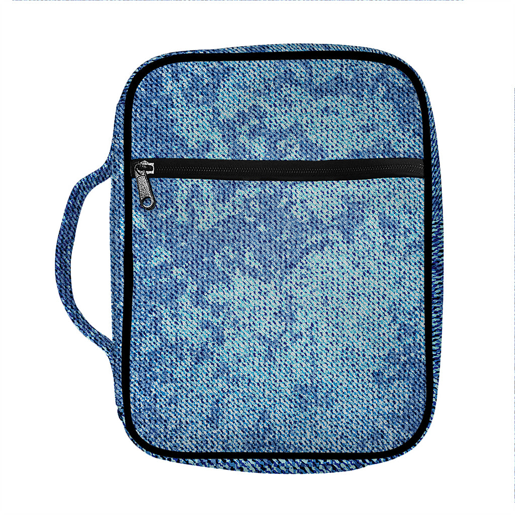 Acid Wash Denim Jeans Pattern Print Front Pocket Bible Bag