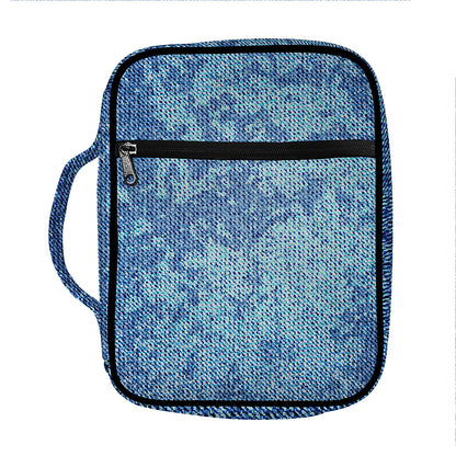 Acid Wash Denim Jeans Pattern Print Front Pocket Bible Bag
