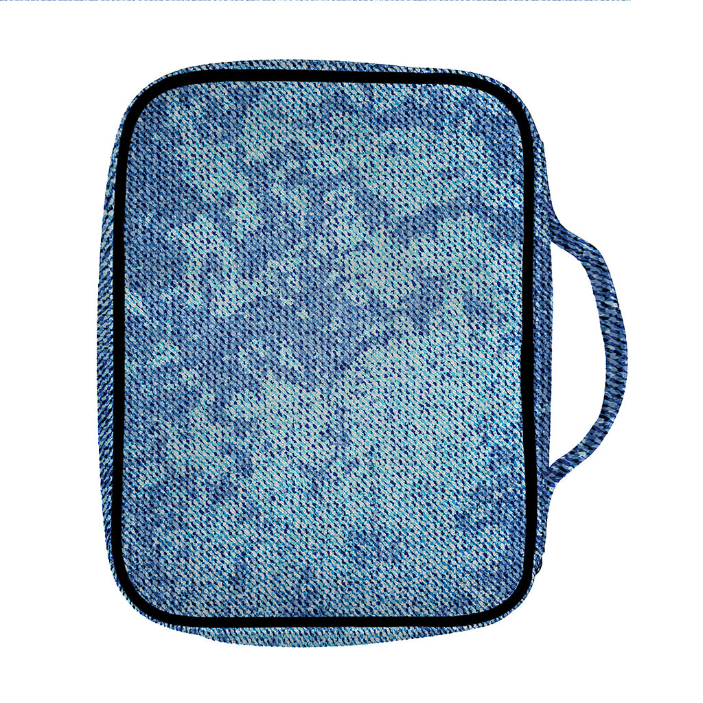 Acid Wash Denim Jeans Pattern Print Front Pocket Bible Bag