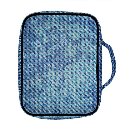 Acid Wash Denim Jeans Pattern Print Front Pocket Bible Bag