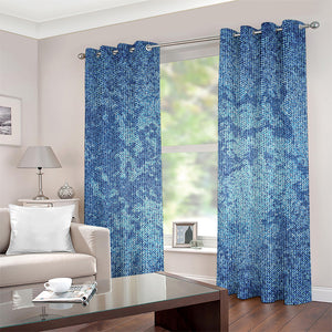 Acid Wash Denim Jeans Pattern Print Grommet Curtains