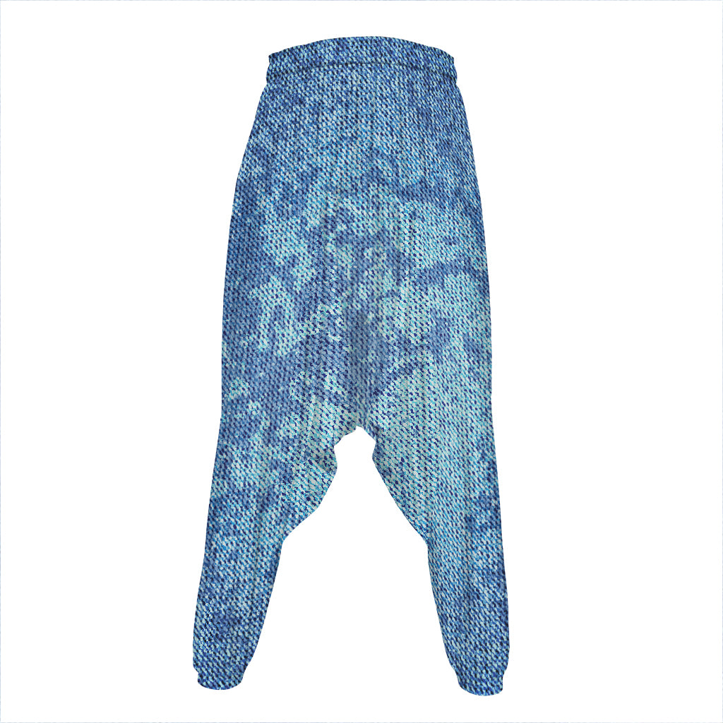 Acid Wash Denim Jeans Pattern Print Hammer Pants