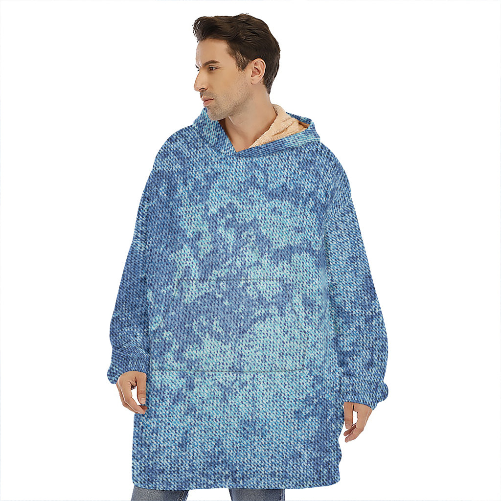 Acid Wash Denim Jeans Pattern Print Hoodie Blanket