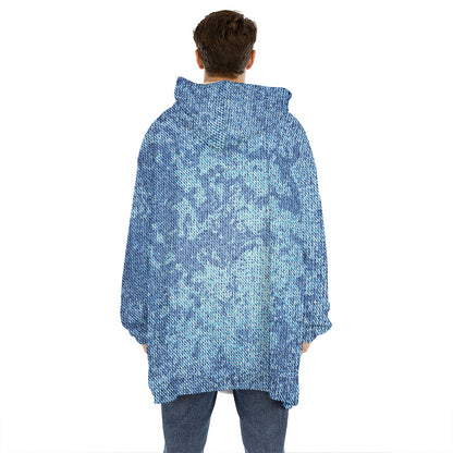 Acid Wash Denim Jeans Pattern Print Hoodie Blanket