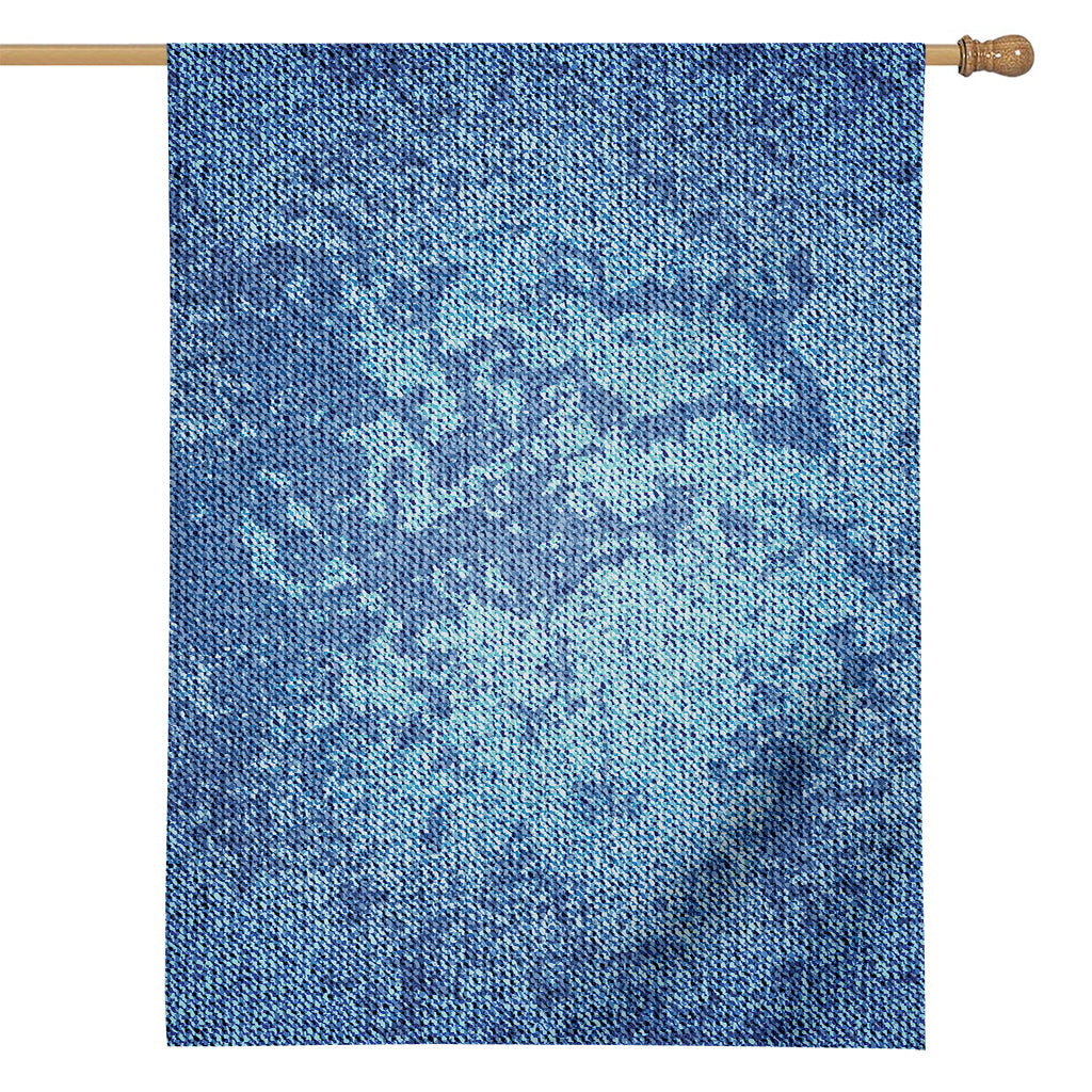 Acid Wash Denim Jeans Pattern Print House Flag