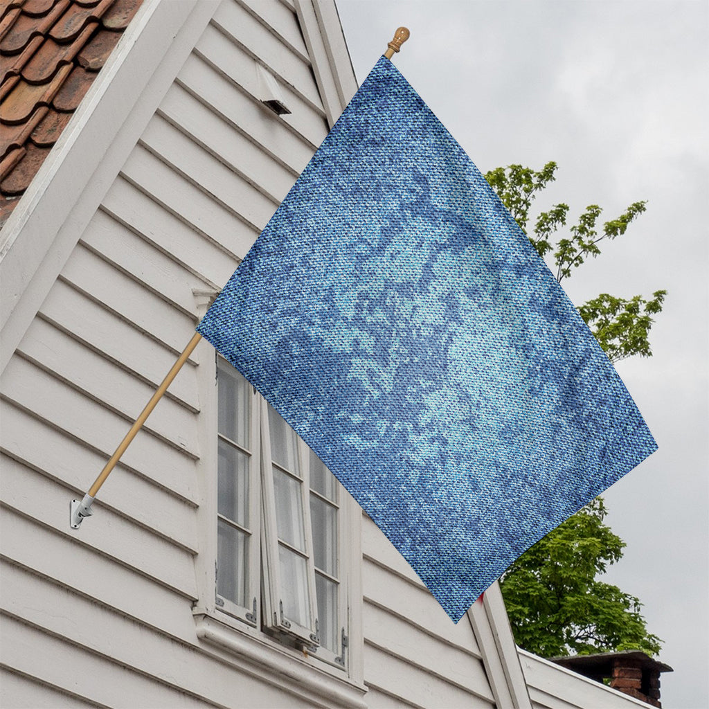 Acid Wash Denim Jeans Pattern Print House Flag