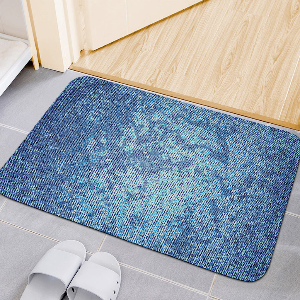 Acid Wash Denim Jeans Pattern Print Indoor Door Mat