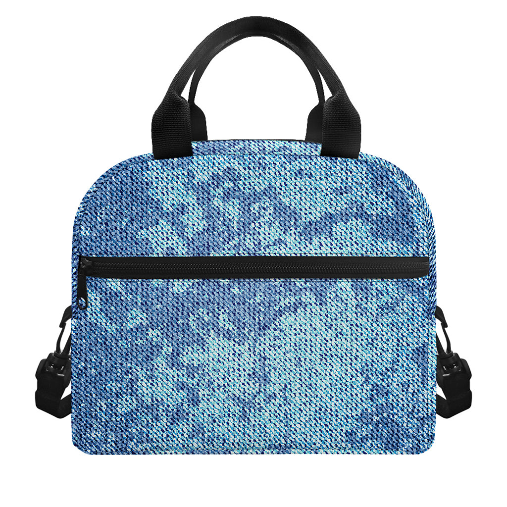Acid Wash Denim Jeans Pattern Print Insulated Lunch Bag