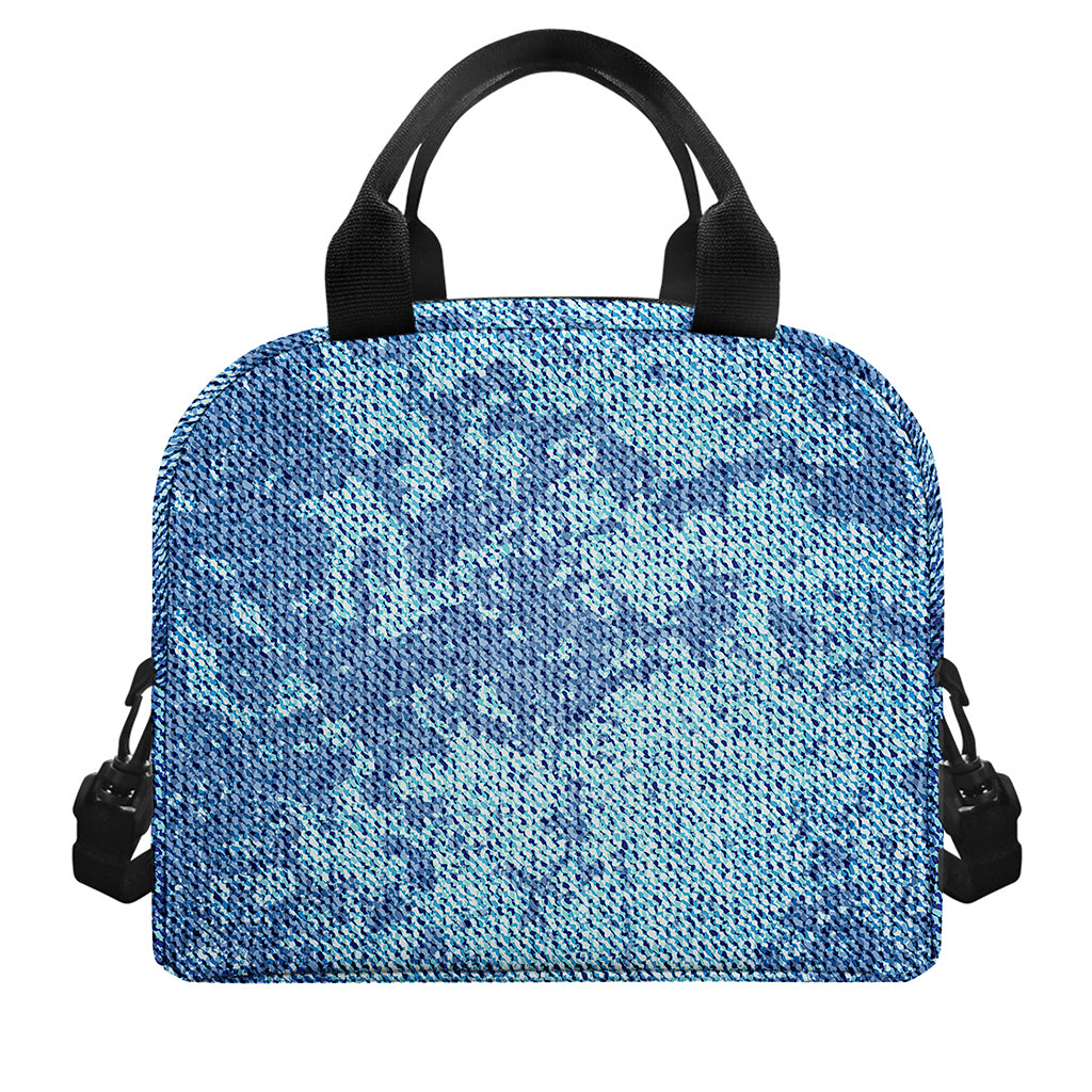 Acid Wash Denim Jeans Pattern Print Insulated Lunch Bag