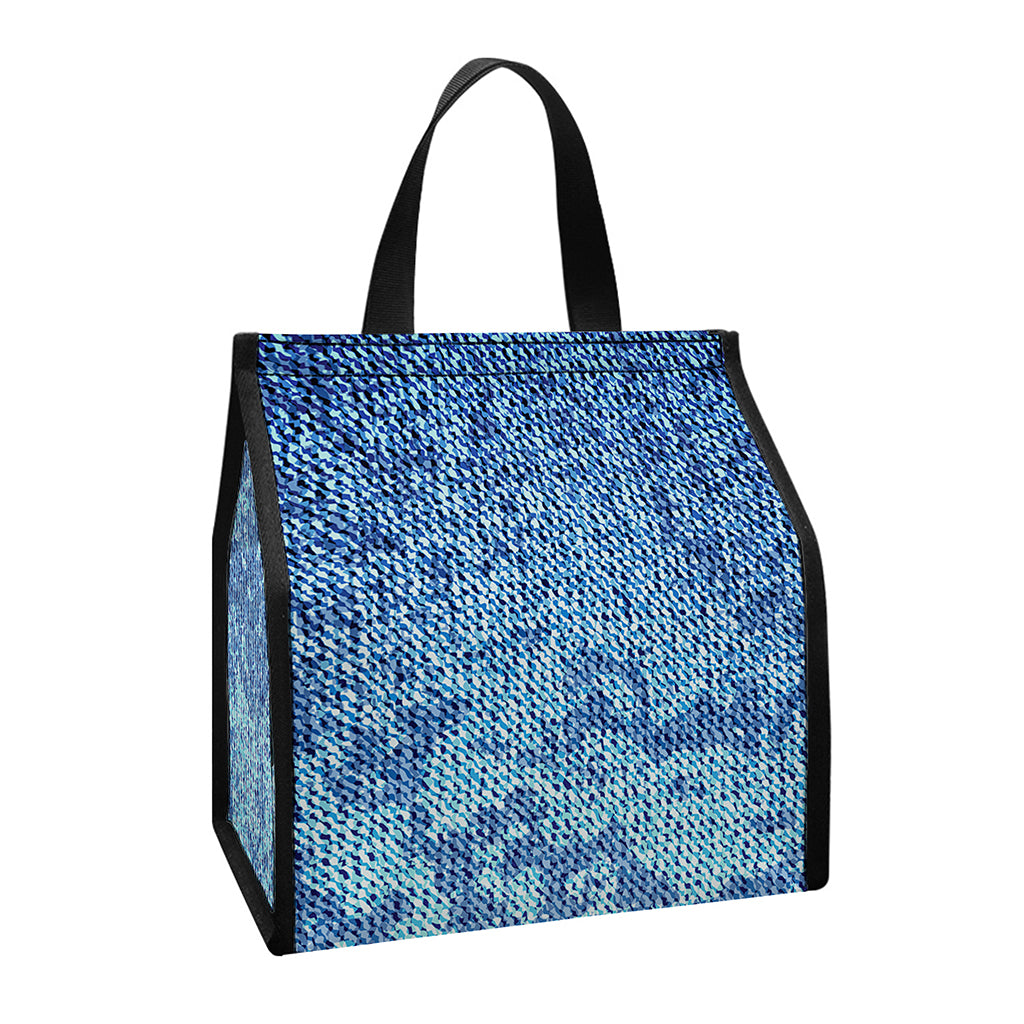 Acid Wash Denim Jeans Pattern Print Insulated Lunch Tote