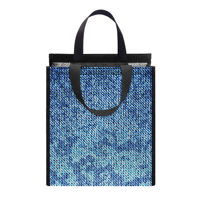 Acid Wash Denim Jeans Pattern Print Insulated Lunch Tote