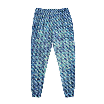 Acid Wash Denim Jeans Pattern Print Jogger Pants