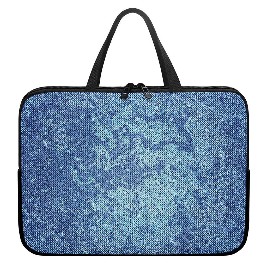 Acid Wash Denim Jeans Pattern Print Laptop Sleeve With Handle