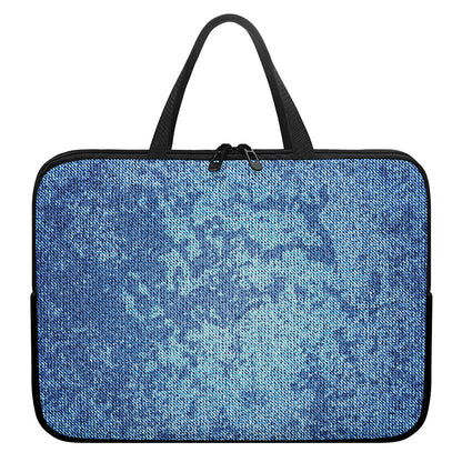 Acid Wash Denim Jeans Pattern Print Laptop Sleeve With Handle