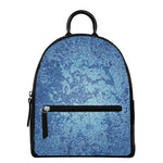 Acid Wash Denim Jeans Pattern Print Leather Backpack
