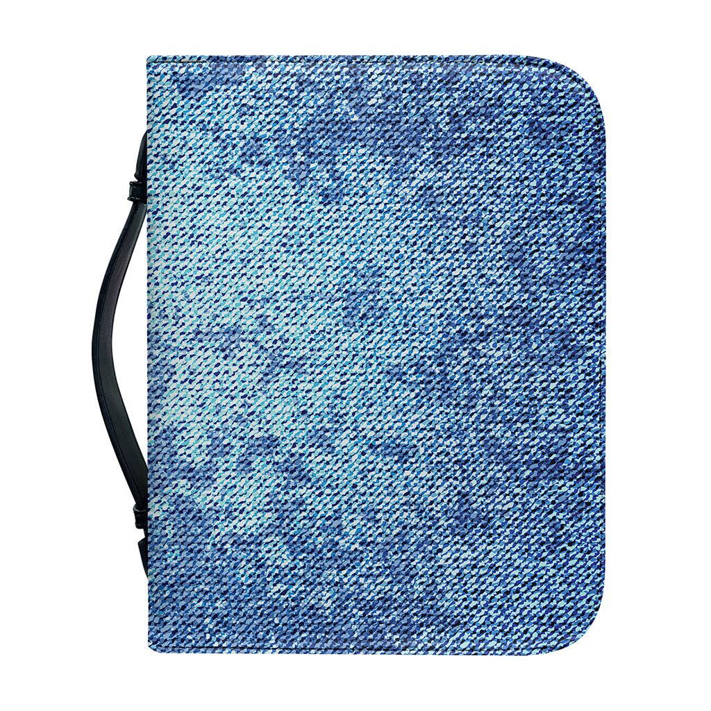 Acid Wash Denim Jeans Pattern Print Leather Bible Cover